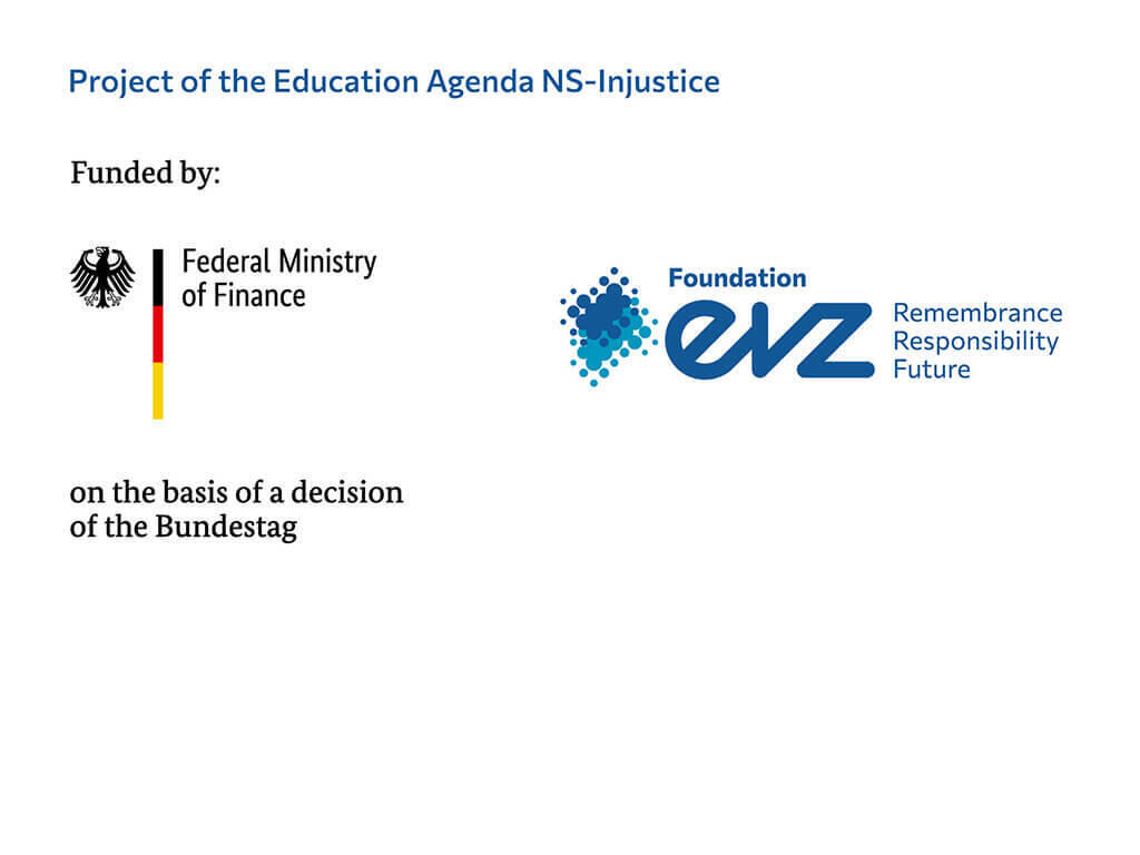 Logos of the Foundation Remembrance, Responsibility and Future (EVZ) and the Federal Ministry of Finance (BMF)